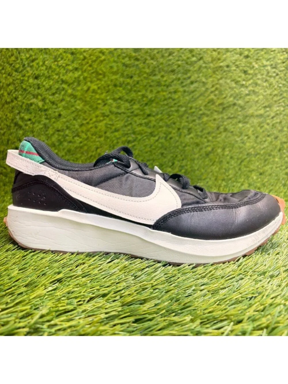 Nike Waffle Debut Premium Tartan Plaid Mens Size 8.5 Black Running Shoes Sneaker